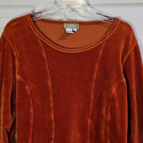 Territory Ahead Top Womens XL Velvet Burnt Orange Romantic Boho Vintage Designer - Picture 4 of 6